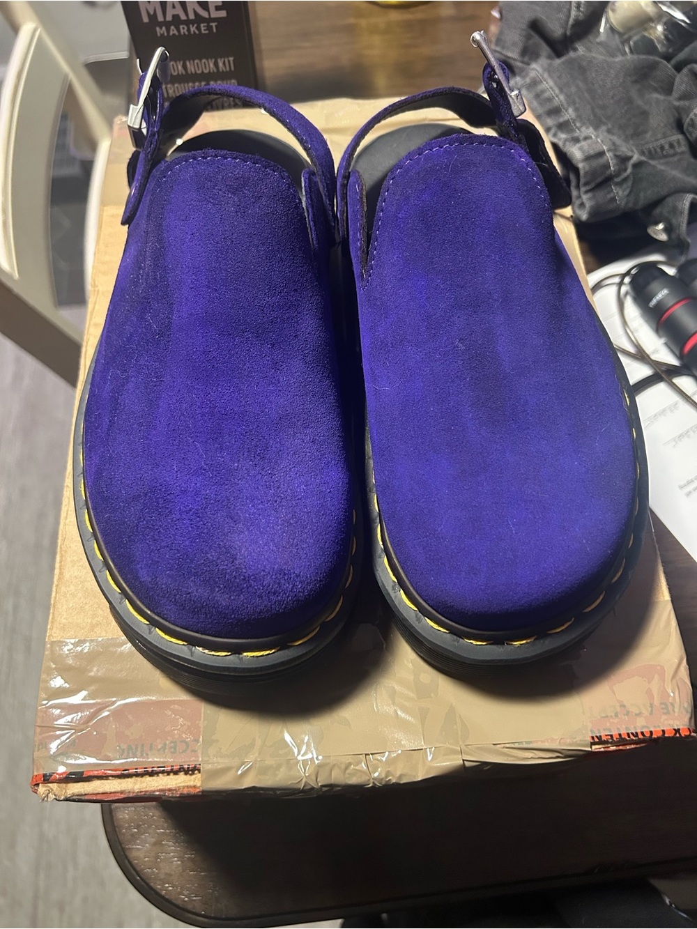 Dr. Martens Purple Suede Slingback Clogs